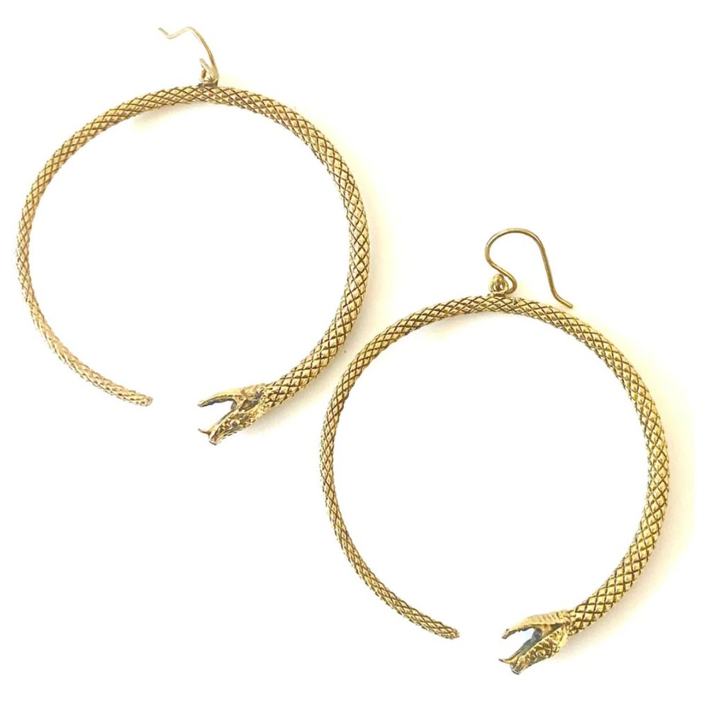 NWT Handmade Gold Serpent Hoops
